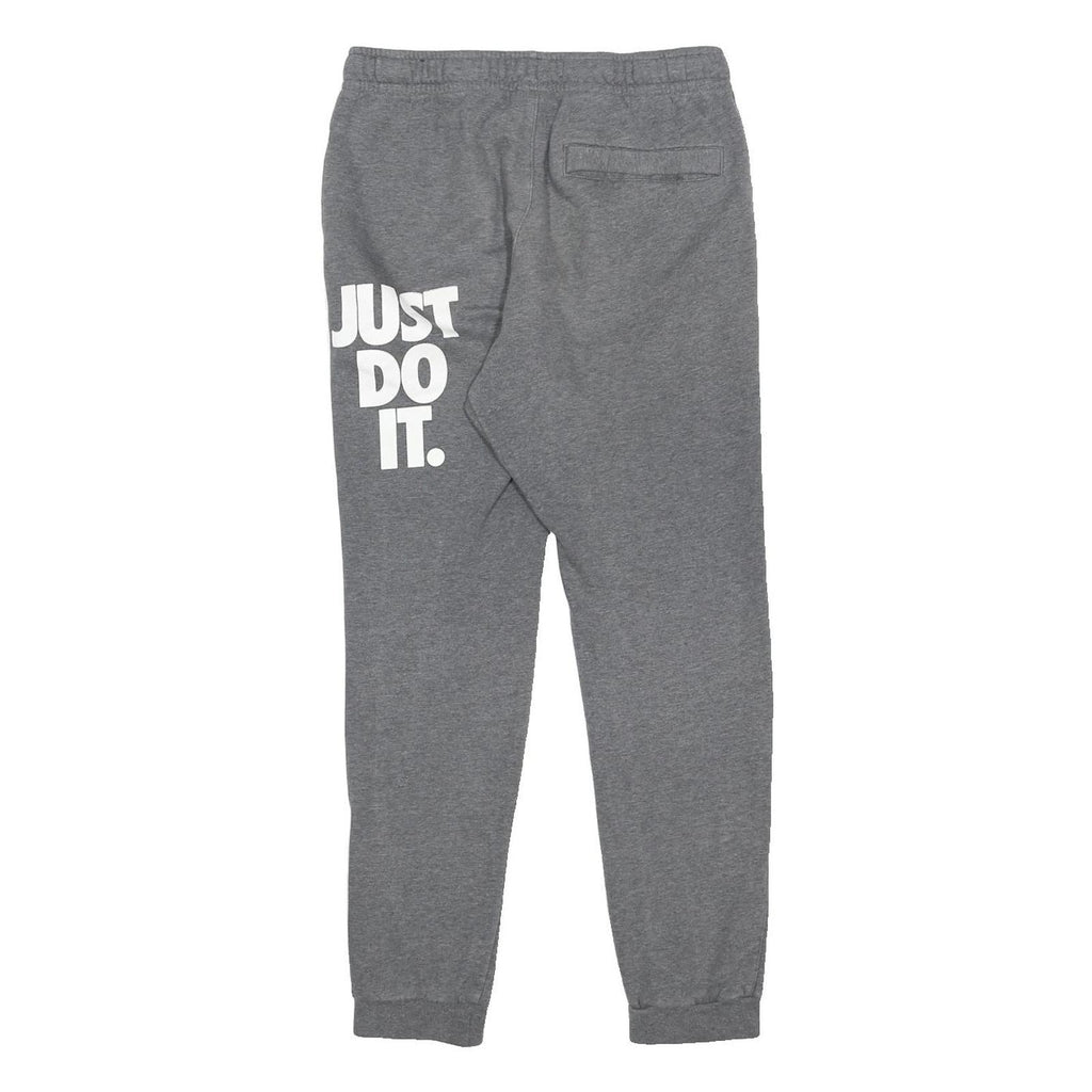 NIKE Mens Joggers Grey S W27 L27 Just Do It Cotton Blend Slim Tapered Fit