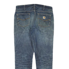 CARHARTT Mens Regular Blue Denim Slim Straight Jeans W36 L31 Distressed Zip
