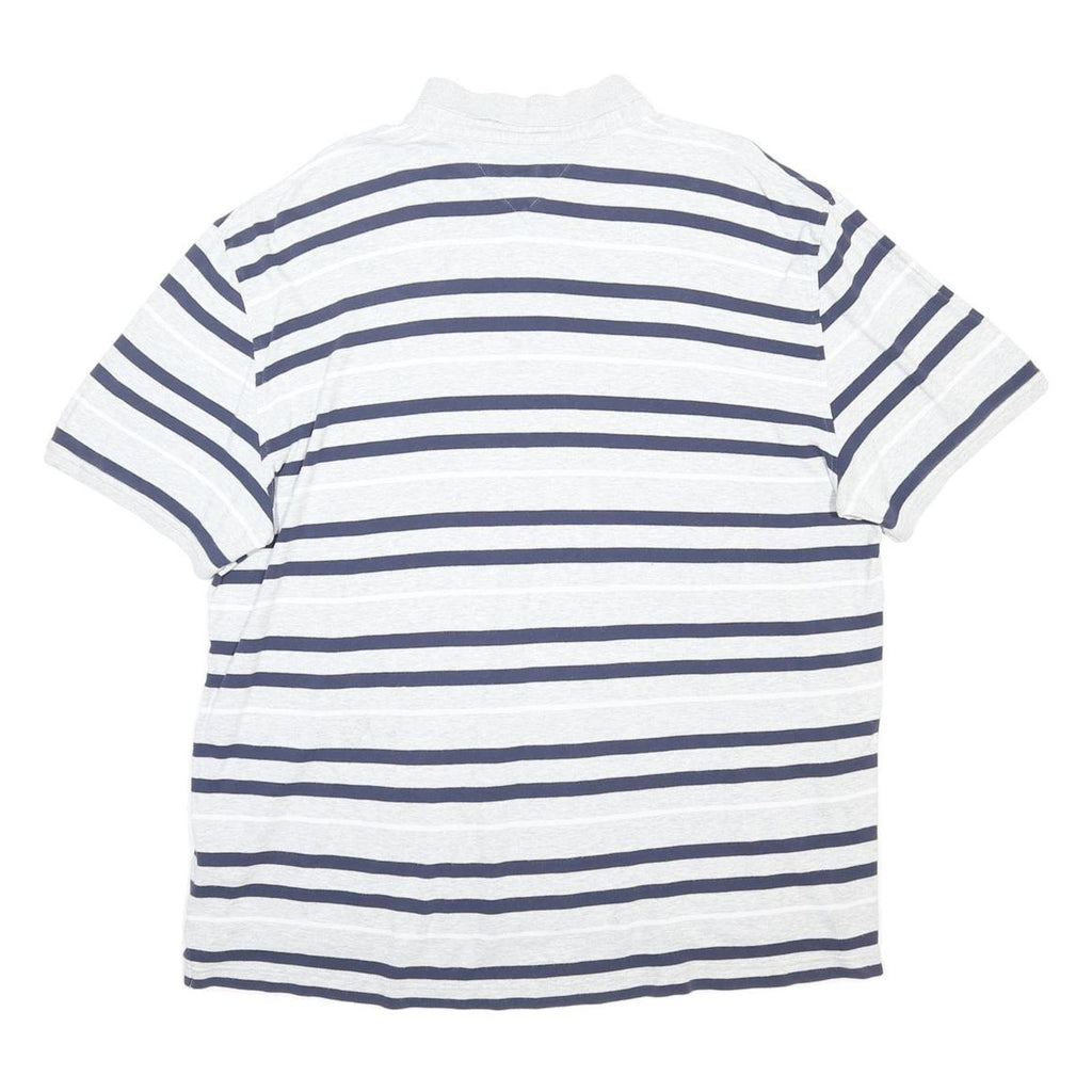 TOMMY HILFIGER Mens White & Navy Striped Short Sleeve Polo Shirt 2XL Classic Fit