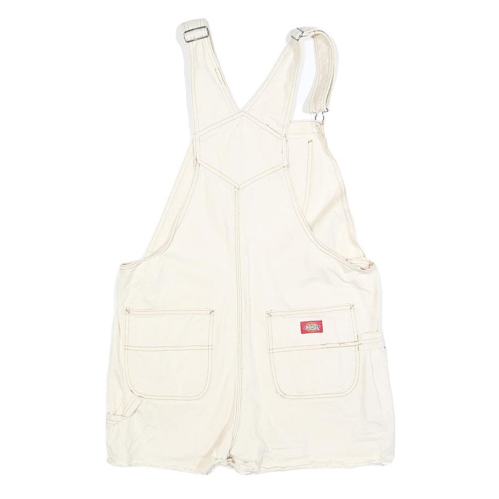 DICKIES Womens White Cotton Blend Short Dungarees M W36 L3 Workwear Casual