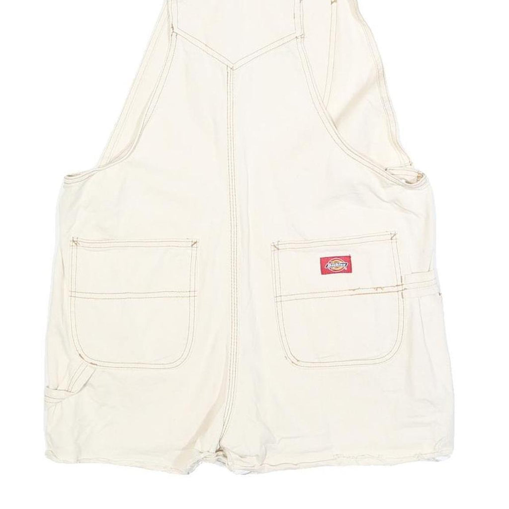 DICKIES Womens White Cotton Blend Short Dungarees M W36 L3 Workwear Casual
