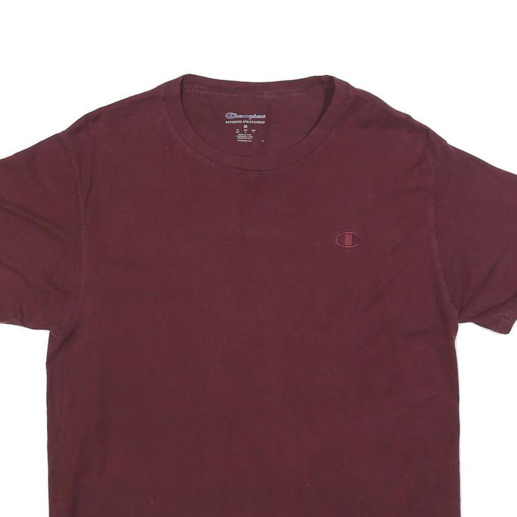 CHAMPION Mens Maroon Graphic T-Shirt M Short Sleeve Crew Neck Classic Cotton