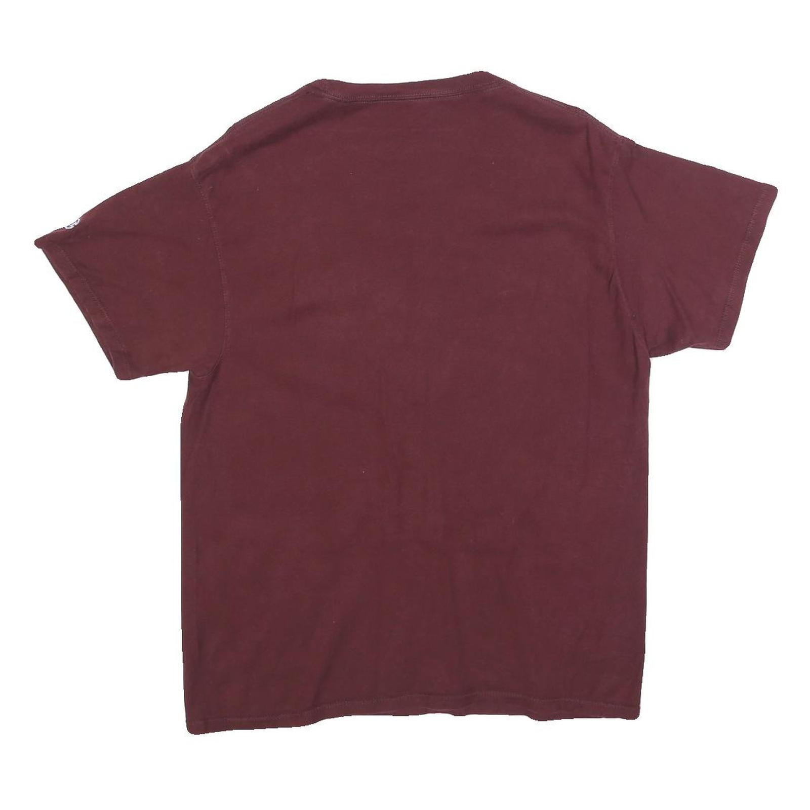 CHAMPION Mens Maroon Graphic T-Shirt M Short Sleeve Crew Neck Classic Cotton