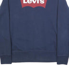 LEVI'S Mens Navy Blue Cotton Blend Sweatshirt S Crew Neck Logo Print