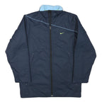 NIKE Mens Navy Blue Sports Jacket L Polyester Blend Zip Plain Lightweight Active