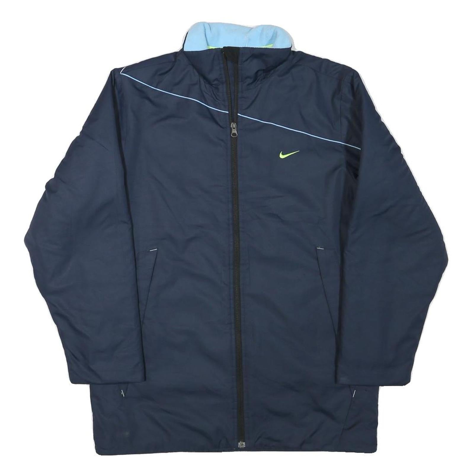 NIKE Mens Navy Blue Sports Jacket L Polyester Blend Zip Plain Lightweight Active