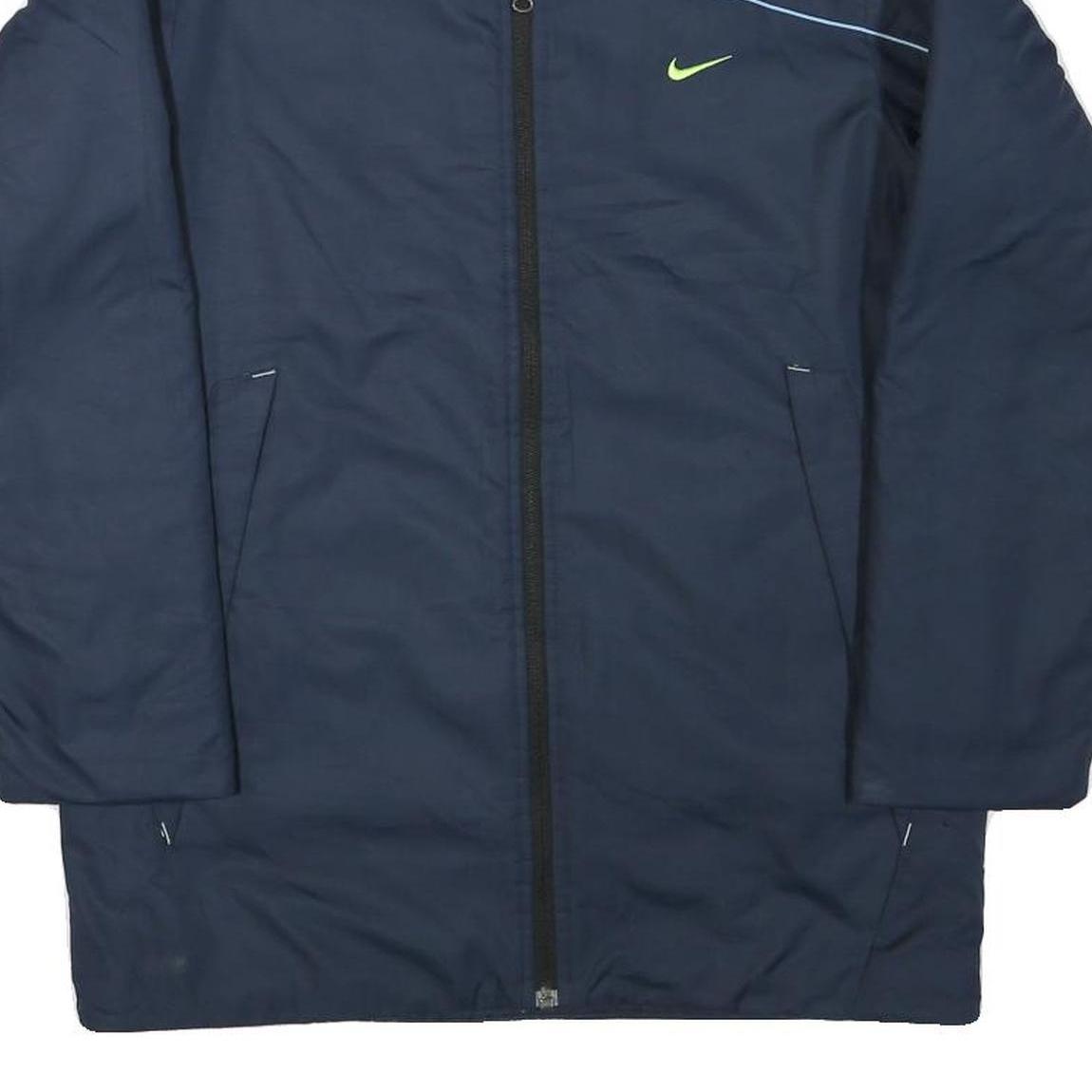 NIKE Mens Navy Blue Sports Jacket L Polyester Blend Zip Plain Lightweight Active
