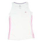 ADIDAS Womens White & Pink Sports Vest Tank UK 10 Sleeveless Cotton Blend