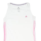 ADIDAS Womens White & Pink Sports Vest Tank UK 10 Sleeveless Cotton Blend
