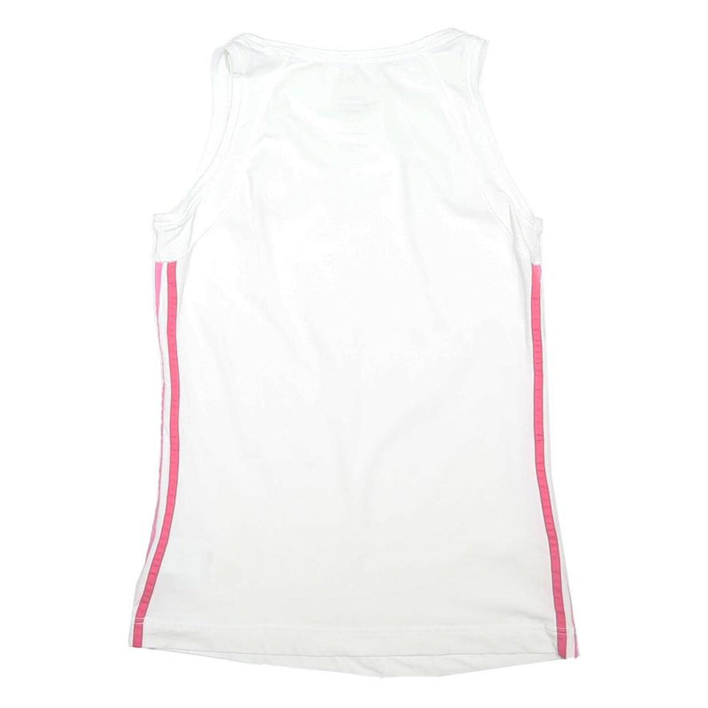 ADIDAS Womens White & Pink Sports Vest Tank UK 10 Sleeveless Cotton Blend