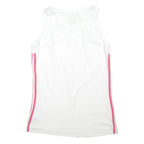 ADIDAS Womens White & Pink Sports Vest Tank UK 10 Sleeveless Cotton Blend