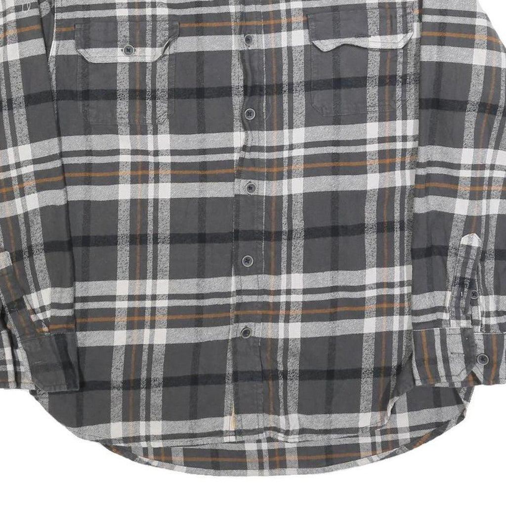 JACHS Mens Grey & Brown Check Shirt L Long Sleeve Button Front Casual