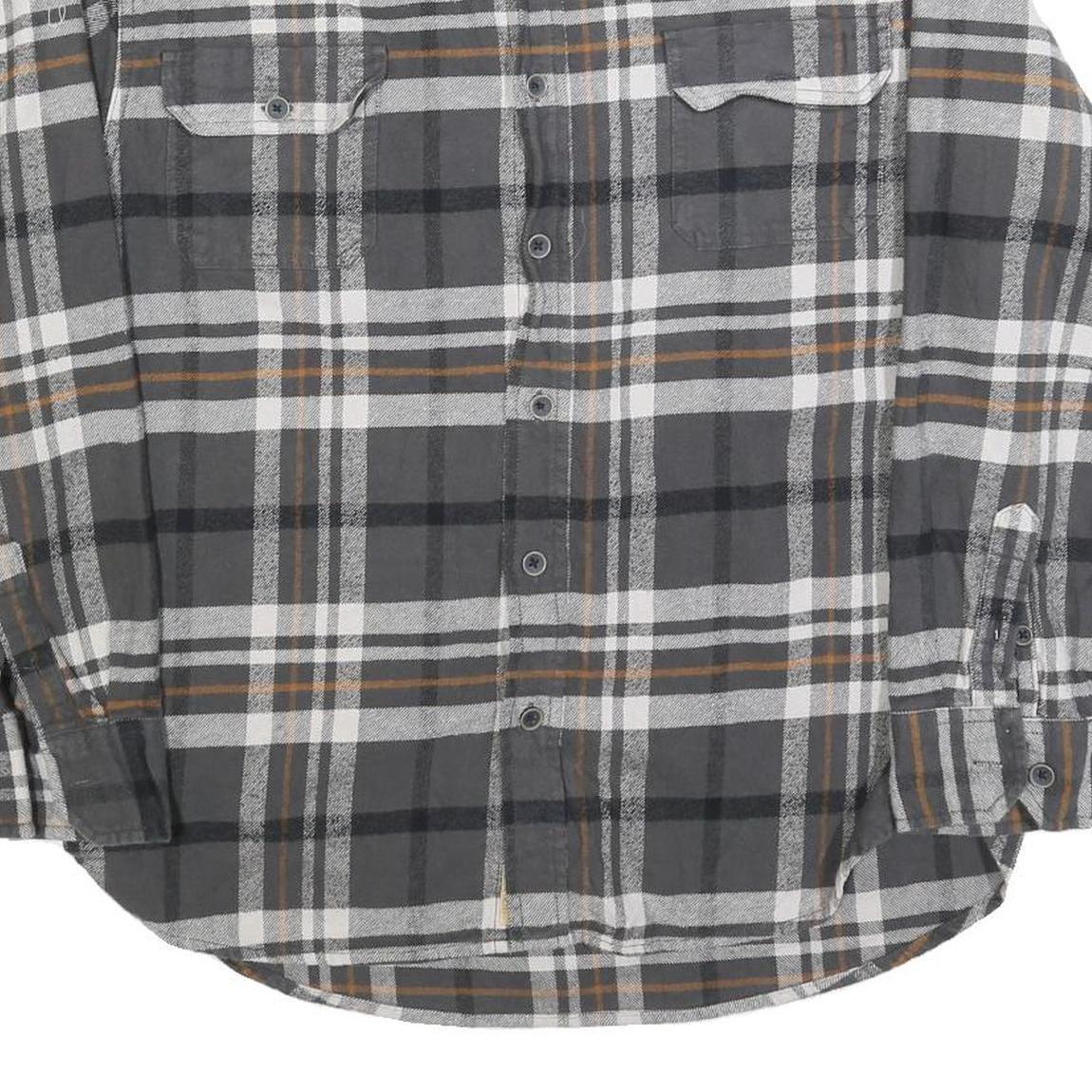 JACHS Mens Grey & Brown Check Shirt L Long Sleeve Button Front Casual