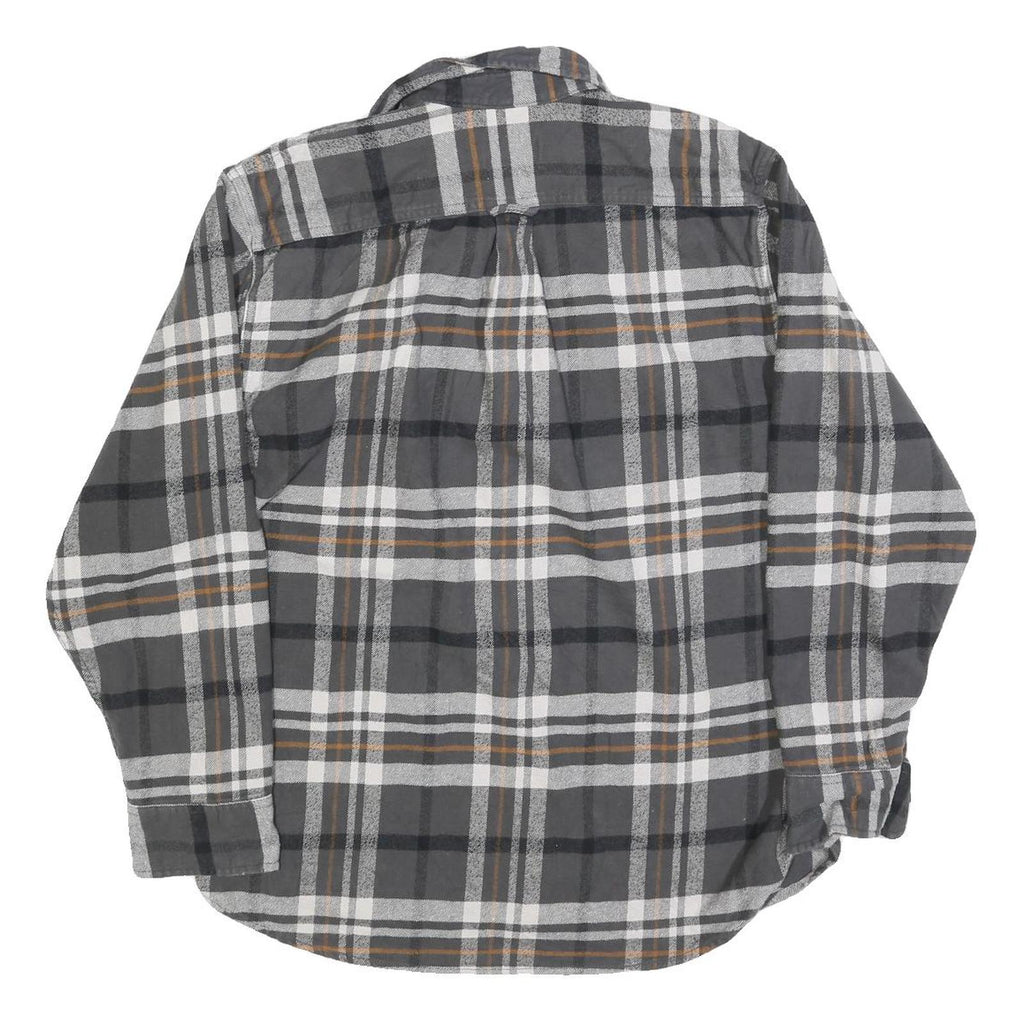 JACHS Mens Grey & Brown Check Shirt L Long Sleeve Button Front Casual