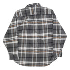 JACHS Mens Grey & Brown Check Shirt L Long Sleeve Button Front Casual