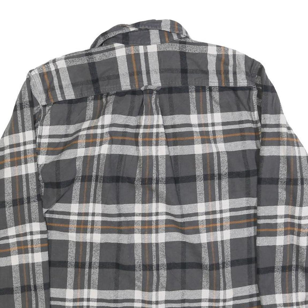 JACHS Mens Grey & Brown Check Shirt L Long Sleeve Button Front Casual