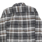 JACHS Mens Grey & Brown Check Shirt L Long Sleeve Button Front Casual