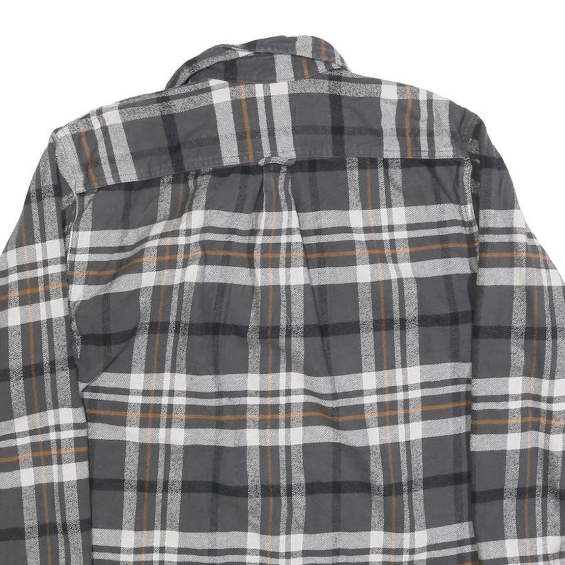 JACHS Mens Grey & Brown Check Shirt L Long Sleeve Button Front Casual