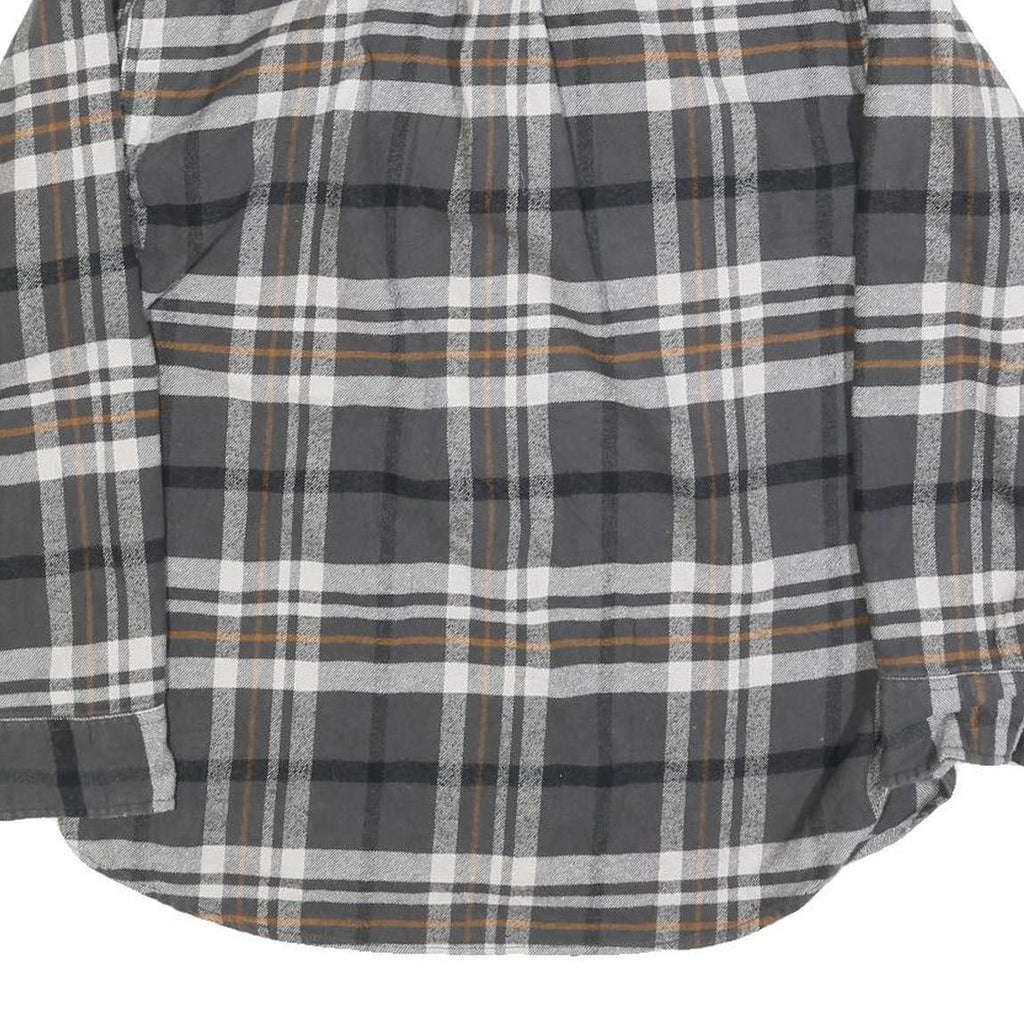 JACHS Mens Grey & Brown Check Shirt L Long Sleeve Button Front Casual