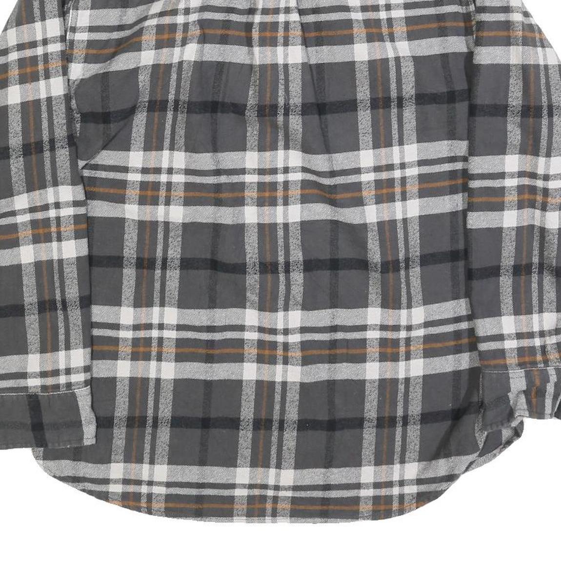JACHS Mens Grey & Brown Check Shirt L Long Sleeve Button Front Casual