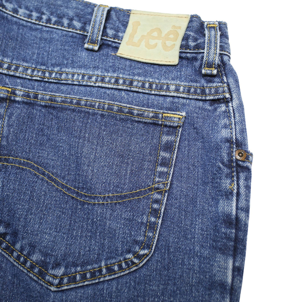 LEE Mens Blue Regular Fit Straight Denim Jeans W37 L32 Classic Cotton Zip