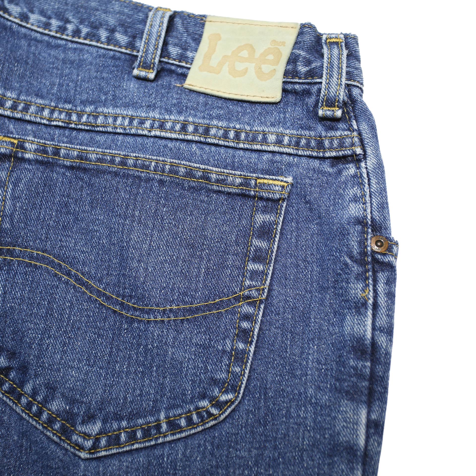 LEE Mens Blue Regular Fit Straight Denim Jeans W37 L32 Classic Cotton Zip