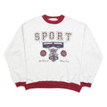 Mens White & Red Sport Graphic Crew Neck Sweatshirt M Casual Pullover