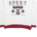Mens White & Red Sport Graphic Crew Neck Sweatshirt M Casual Pullover