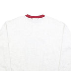 Mens White & Red Sport Graphic Crew Neck Sweatshirt M Casual Pullover