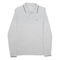 CHAMPION Mens Grey Long Sleeve Plain L Cotton Blend Polo Shirt Casual Layer