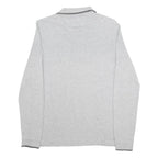CHAMPION Mens Grey Long Sleeve Plain L Cotton Blend Polo Shirt Casual Layer