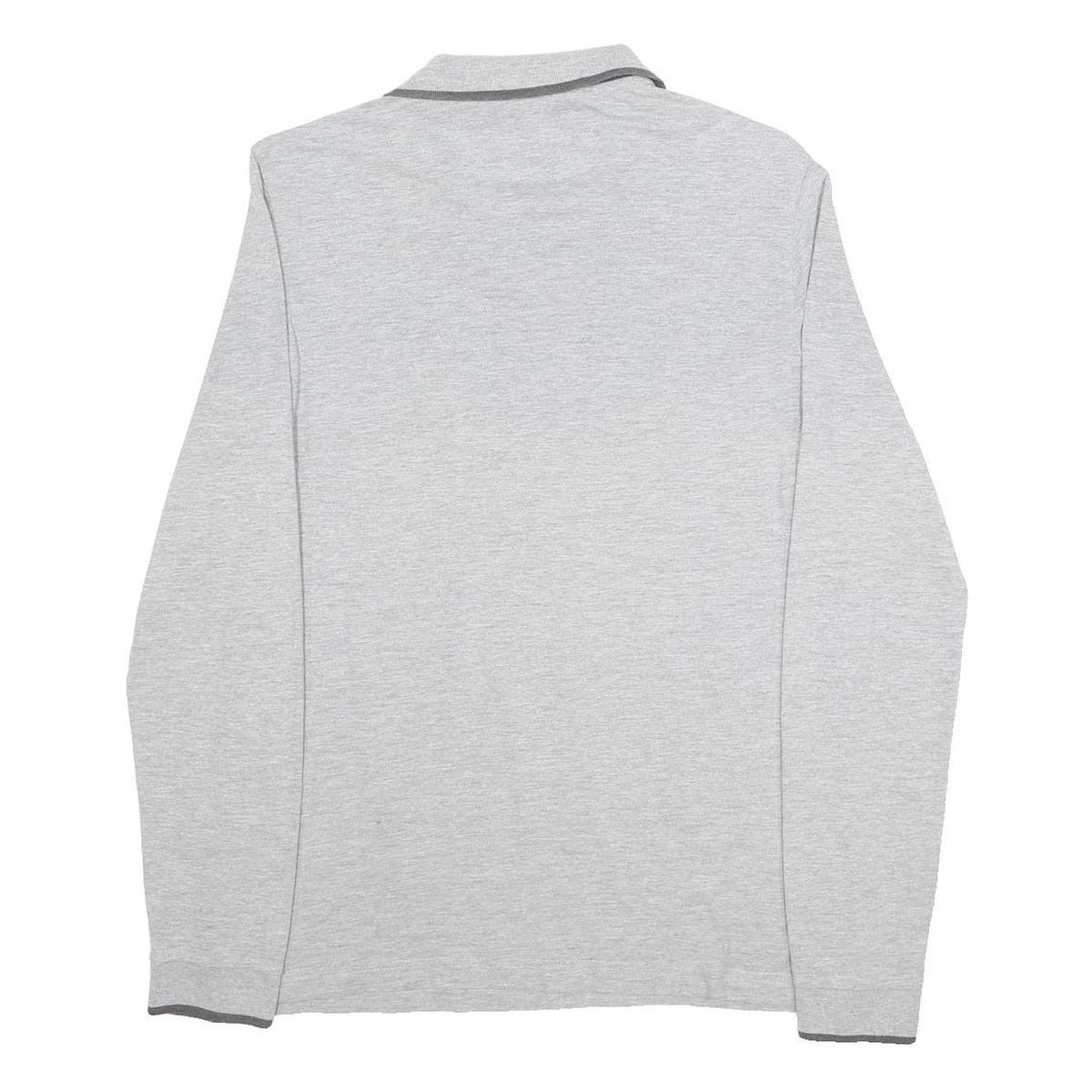 CHAMPION Mens Grey Long Sleeve Plain L Cotton Blend Polo Shirt Casual Layer