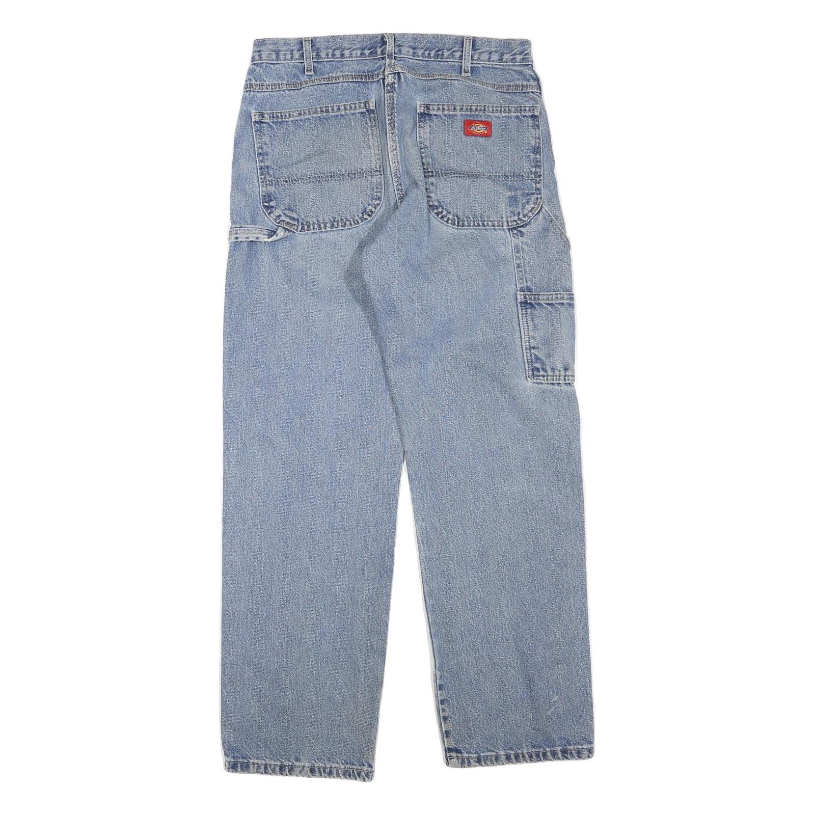 DICKIES Womens Blue Regular Fit Straight Denim Stone Wash W30 L30 Workwear Jeans