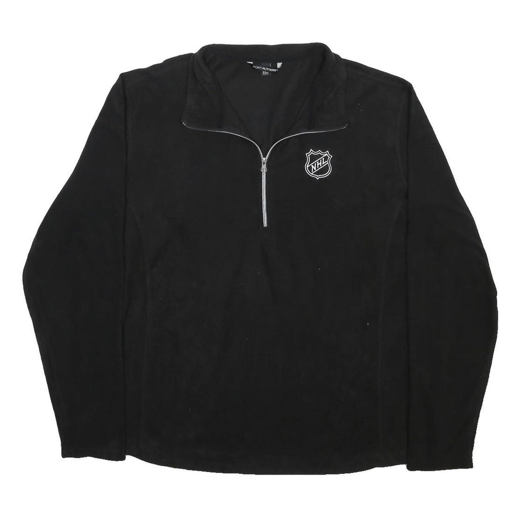 PORT AUTHORITY Mens Black NHL Pullover Plain Crew Neck Basic Knit 2XL Zip Jumper