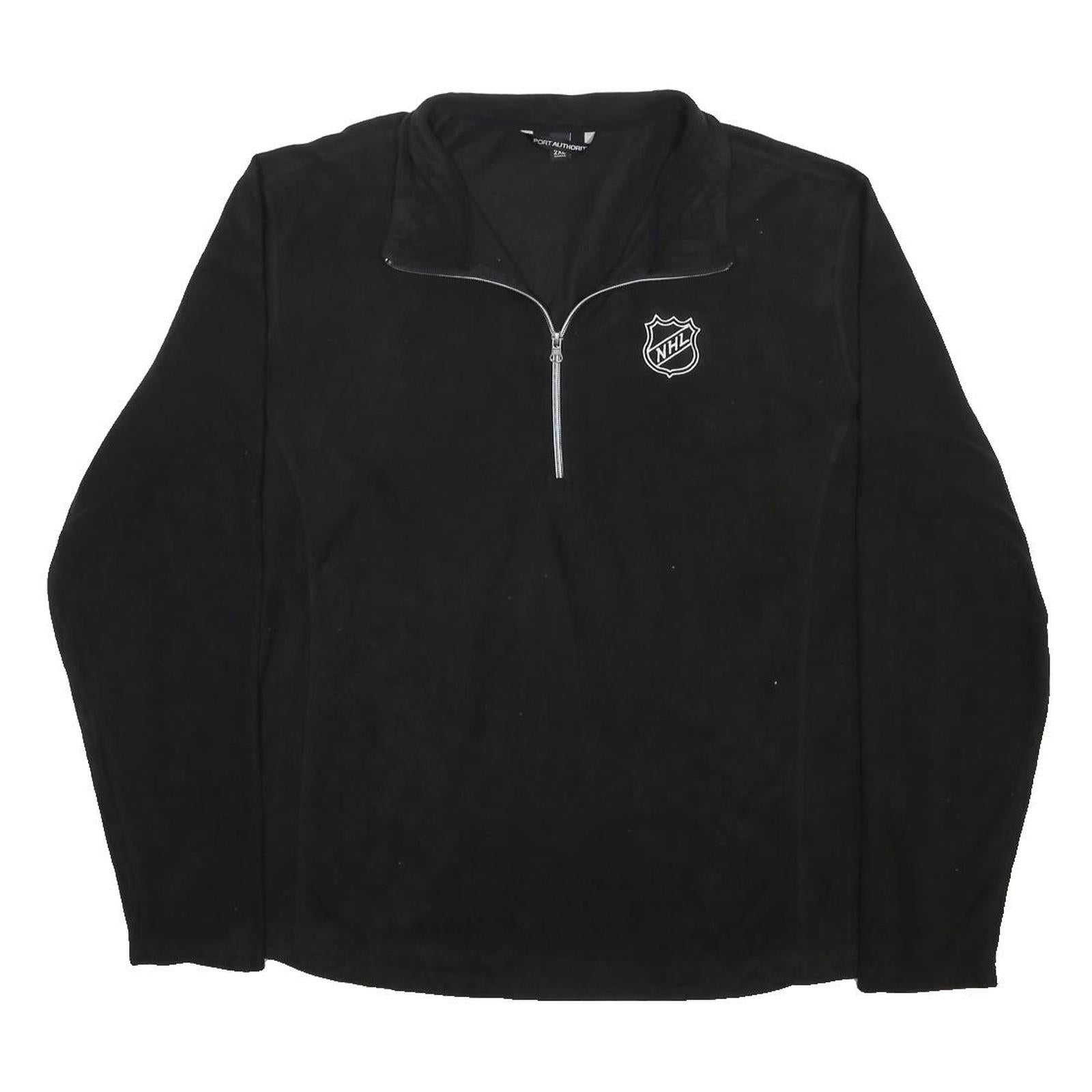 PORT AUTHORITY Mens Black NHL Pullover Plain Crew Neck Basic Knit 2XL Zip Jumper