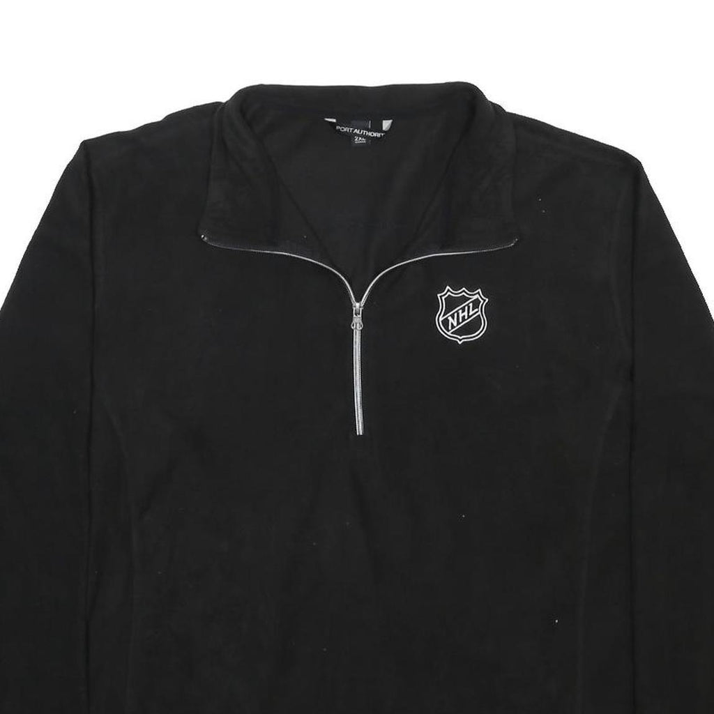 PORT AUTHORITY Mens Black NHL Pullover Plain Crew Neck Basic Knit 2XL Zip Jumper