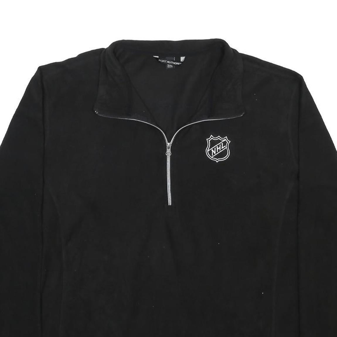 PORT AUTHORITY Mens Black NHL Pullover Plain Crew Neck Basic Knit 2XL Zip Jumper
