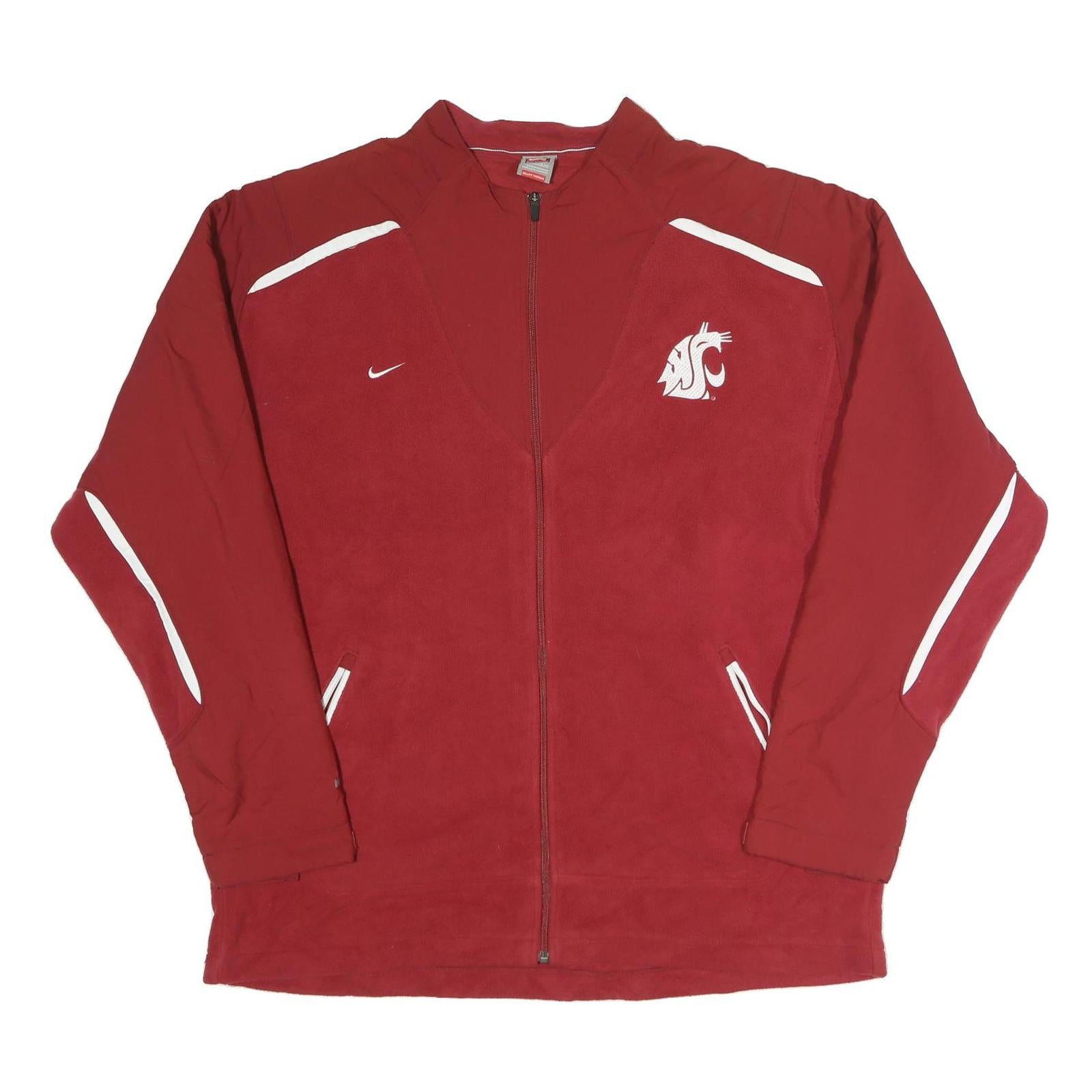 NIKE Mens Red Washington State Track Jacket 2XL Polyester Zip Athletic Sports