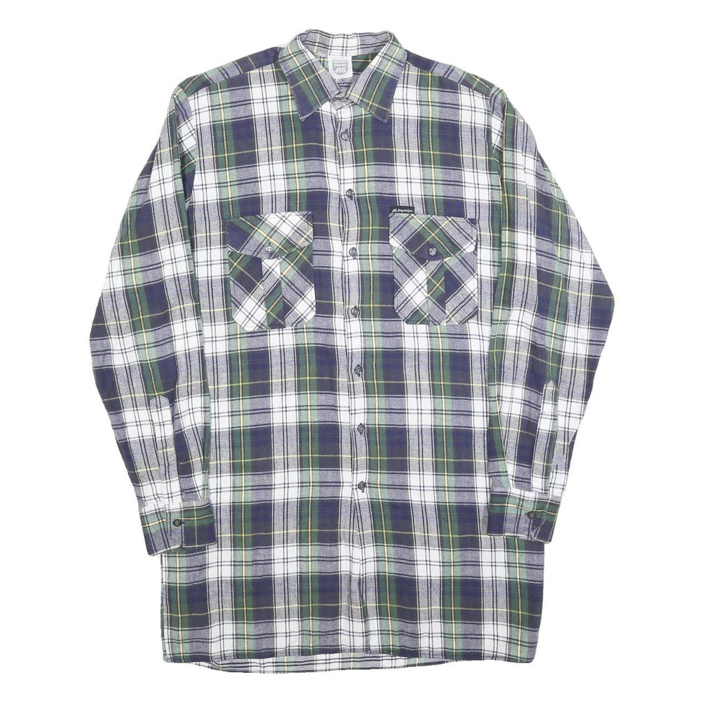 AS Mens Blue Green White Check Shirt M Long Sleeve Cotton Blend Casual