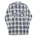 AS Mens Blue Green White Check Shirt M Long Sleeve Cotton Blend Casual