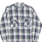 AS Mens Blue Green White Check Shirt M Long Sleeve Cotton Blend Casual