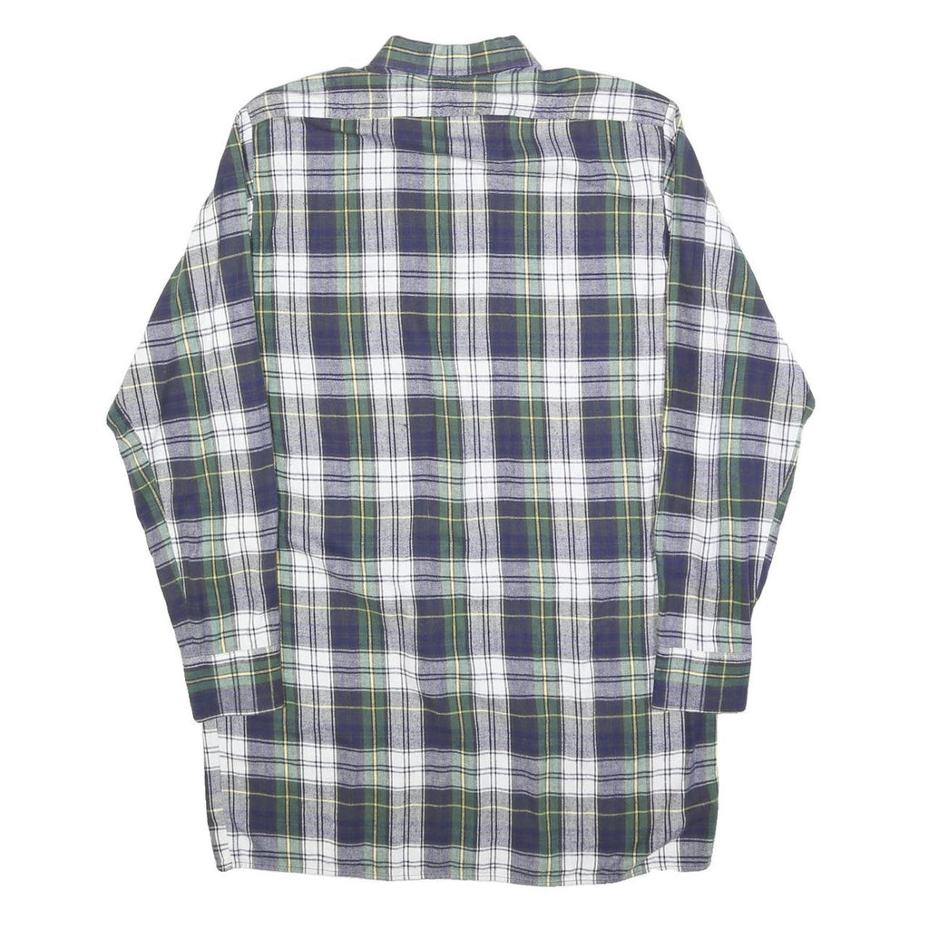 AS Mens Blue Green White Check Shirt M Long Sleeve Cotton Blend Casual