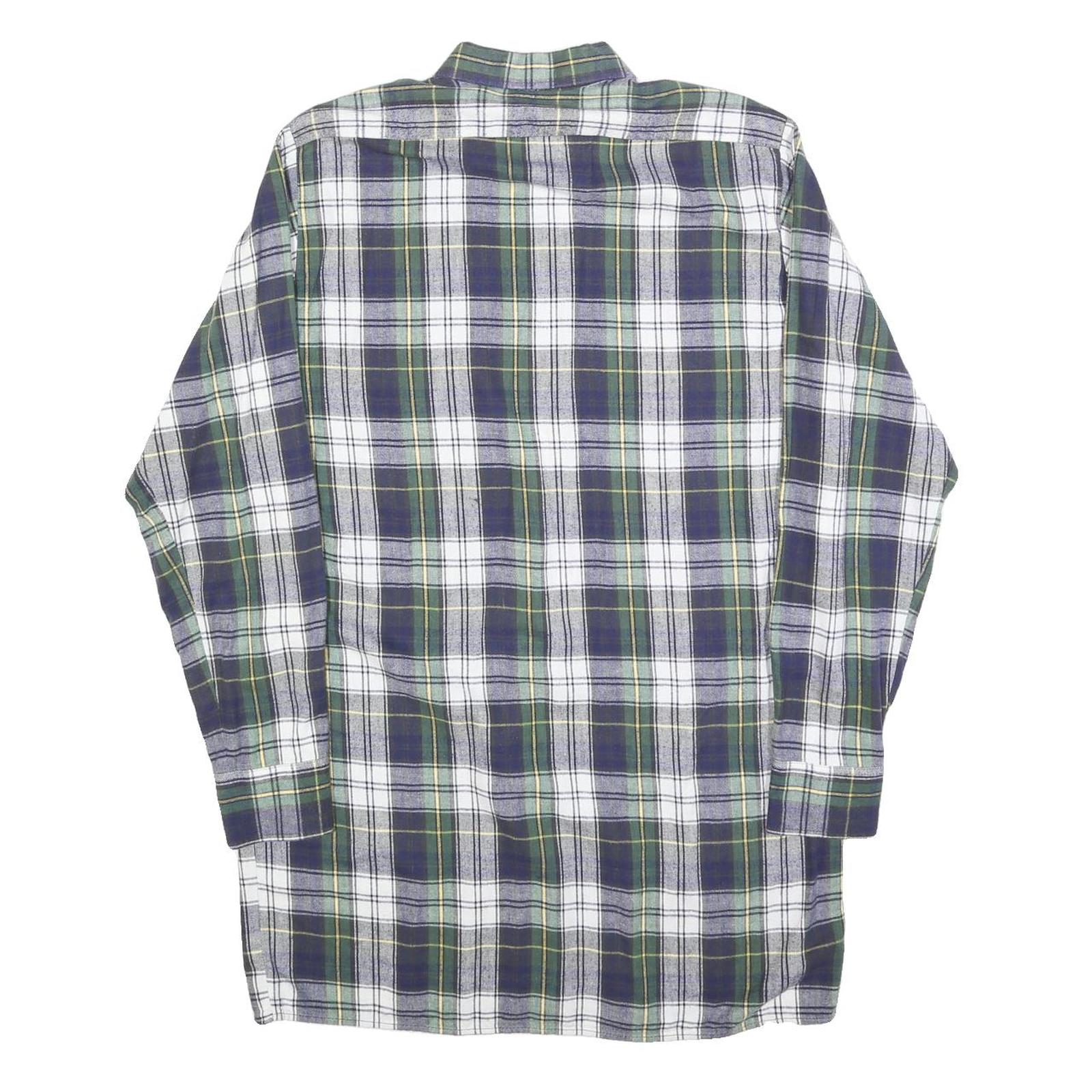 AS Mens Blue Green White Check Shirt M Long Sleeve Cotton Blend Casual