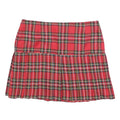 ORLOB Womens Red Tartan Pleated Mini Skirt Cotton Blend Size M Classic School