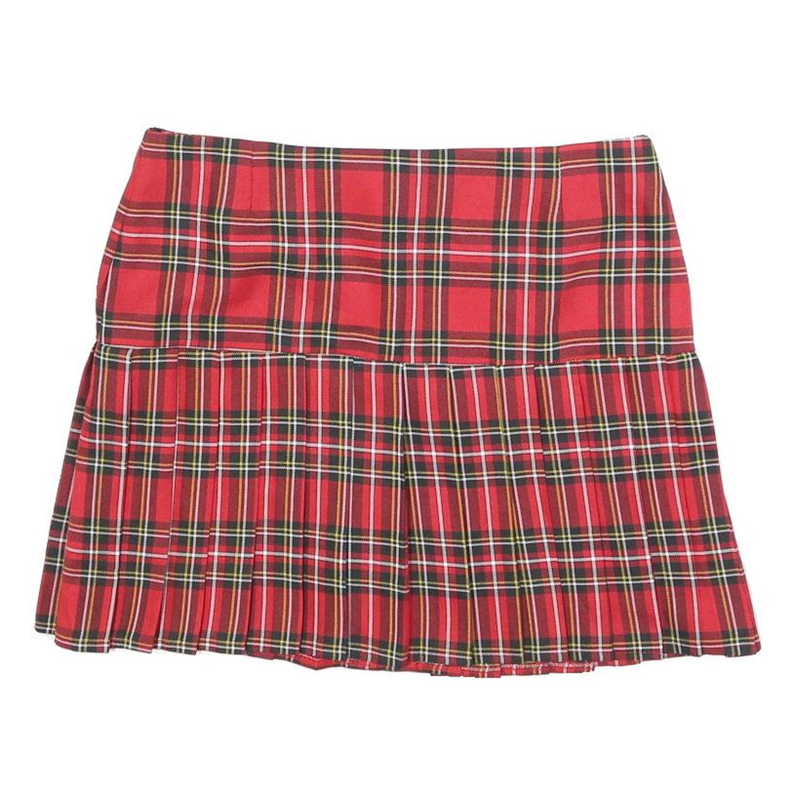 ORLOB Womens Red Tartan Pleated Mini Skirt Cotton Blend Size M Classic School