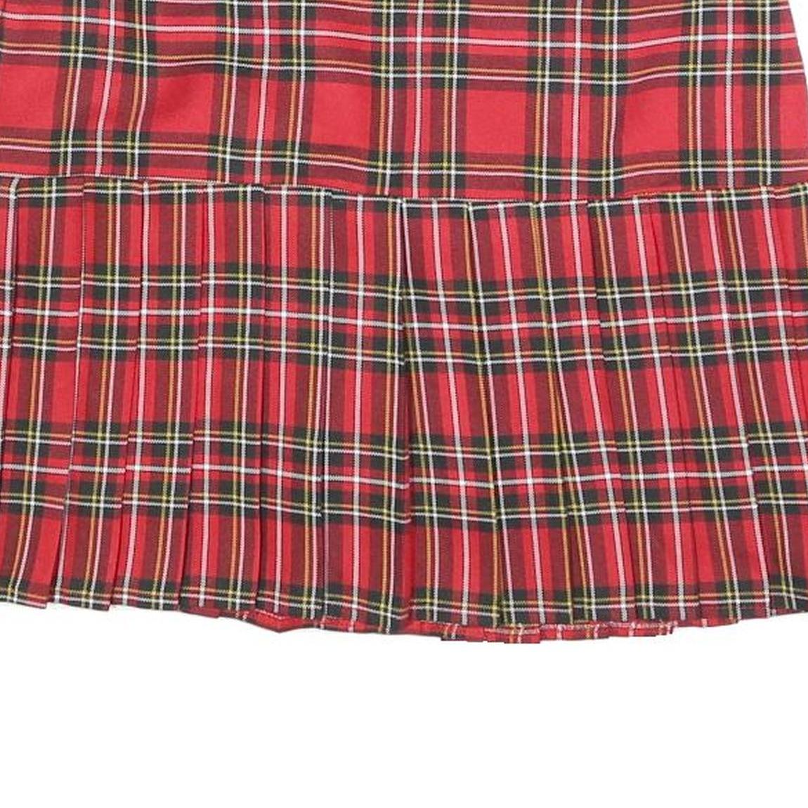 ORLOB Womens Red Tartan Pleated Mini Skirt Cotton Blend Size M Classic School