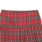 ORLOB Womens Red Tartan Pleated Mini Skirt Cotton Blend Size M Classic School
