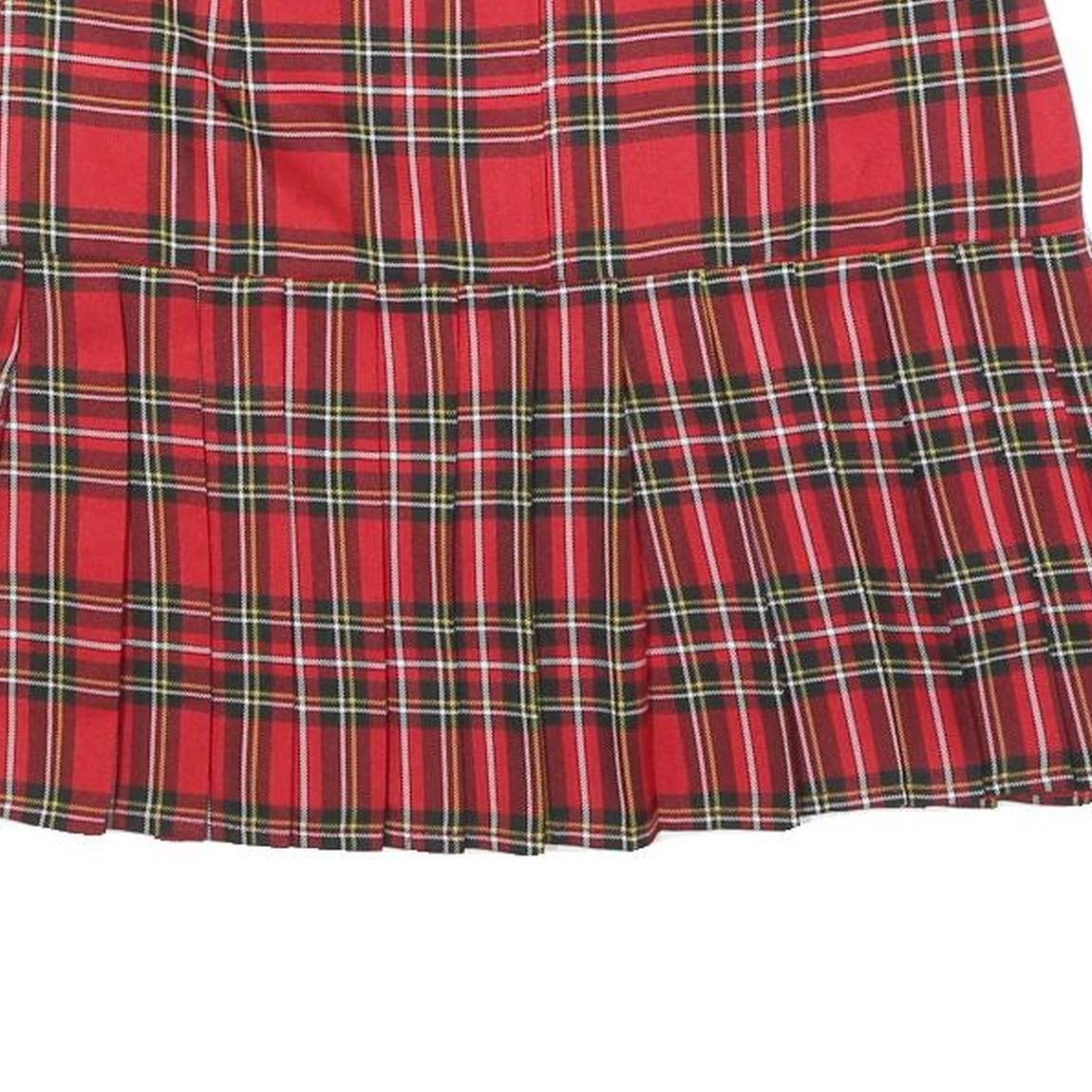 ORLOB Womens Red Tartan Pleated Mini Skirt Cotton Blend Size M Classic School