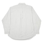 TOMMY HILFIGER Mens White & Grey Striped Cotton Shirt L Classic Fit Button-Down