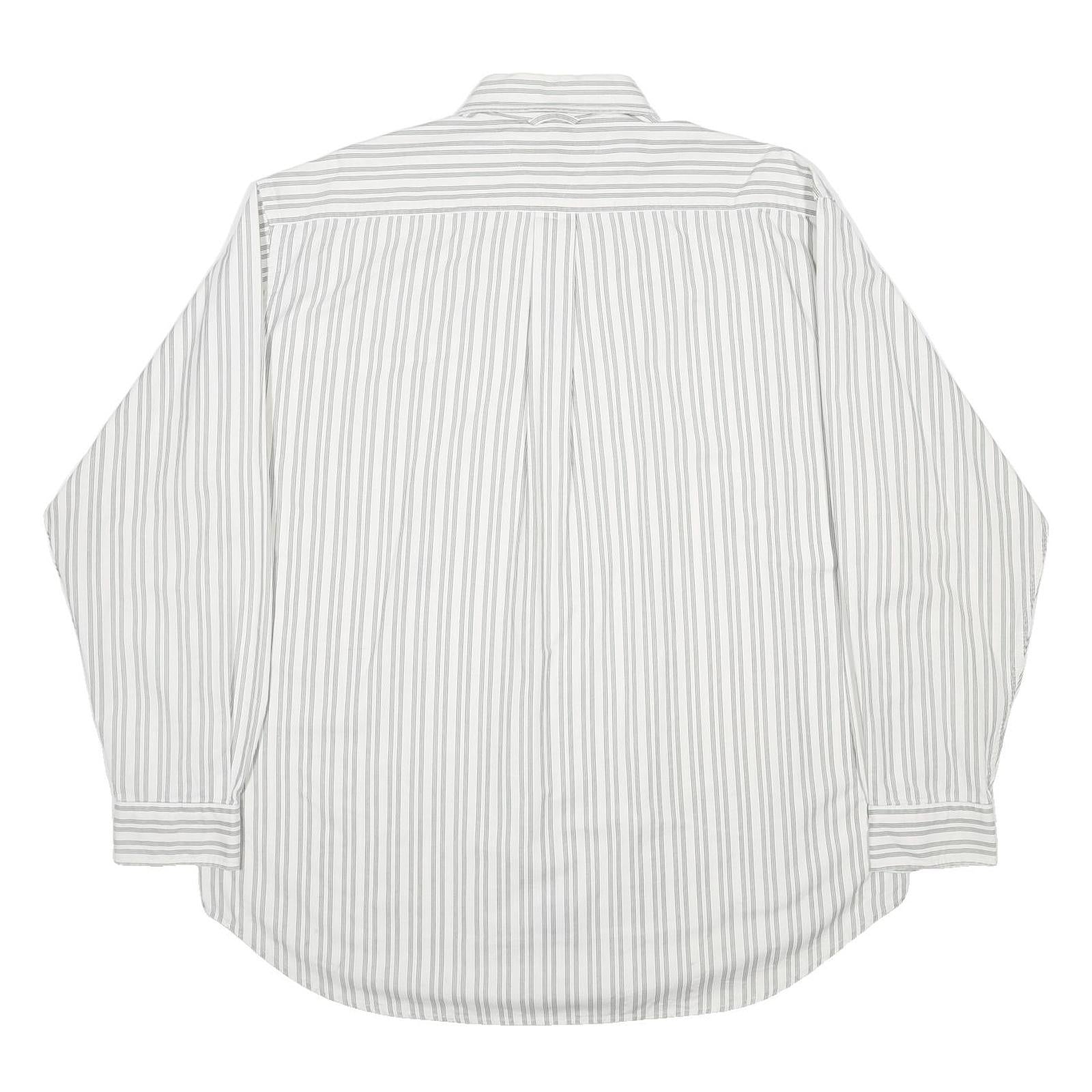 TOMMY HILFIGER Mens White & Grey Striped Cotton Shirt L Classic Fit Button-Down
